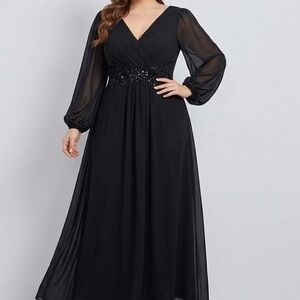Ever Pretty Black Gothic Sequin Floral Embroidered Maxi Gown 14